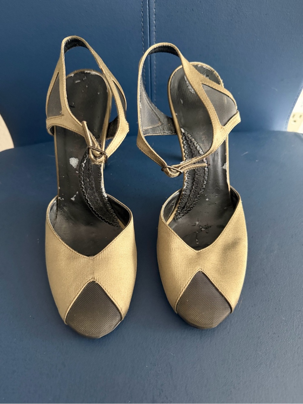 Stella McCartney Metallic Gold Open-Toe Slingback Heels